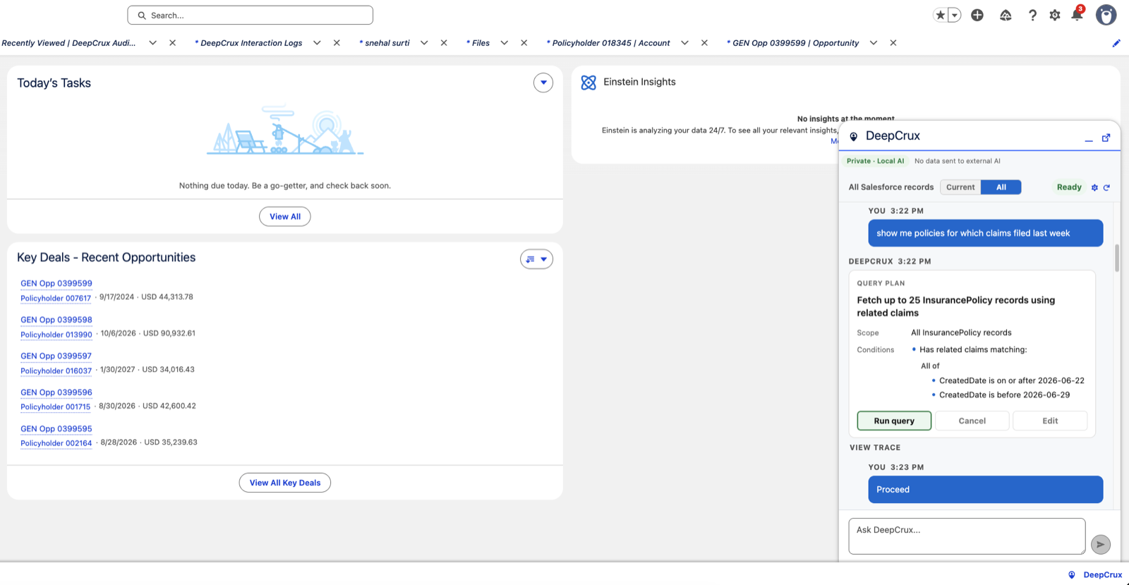 DeepCrux query plan with Run, Cancel and Edit